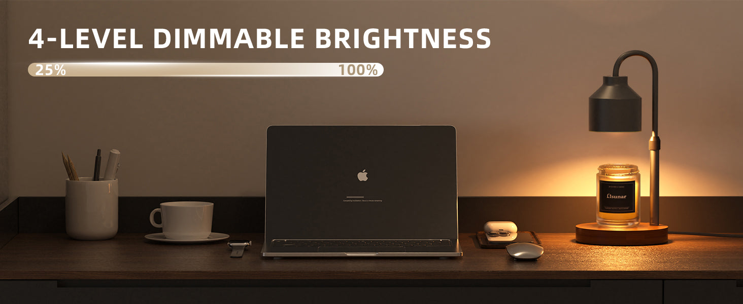 Electric Candle Warmer Lamp Black, Candle Lamp Warmer with Timer, Wax Warmer Lamp for Jar Candles, Adjustable Height Candle Light Warmer with 2 Bulbs