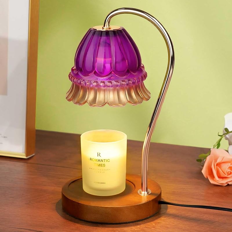 Dimmable Candle Warmer Lamp with Timer, Electric Candle Warmer Lamp, Women Christmas Gifts, Flower Candle Lamp Warmer for Family, Pink Blue Fragrance Candle Lamp for Modern Office Desk Decor