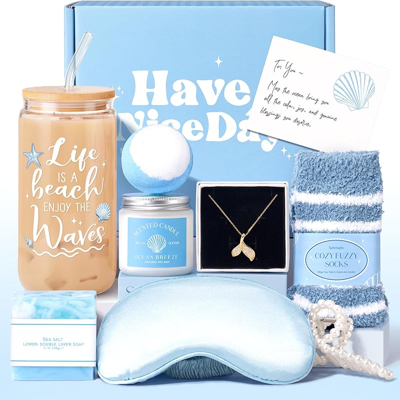 Gift Baskets for Women, 9pcs Birthday Gifts for Teenage Girls, Best Christmas Ideas Box w/Coquette Bow Aesthetic Cup Trendy Stuff for Her Teen Girl Sister Friend Friendship Sweet 16th 18th 21st Bday