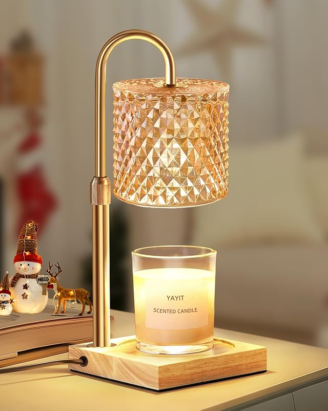 Candle Warmer Lamp with Timer Dimmer Adjustable Height, Candle Warmer with 2 Bulbs for Jar Candles, Home Decor, Women Brithday
