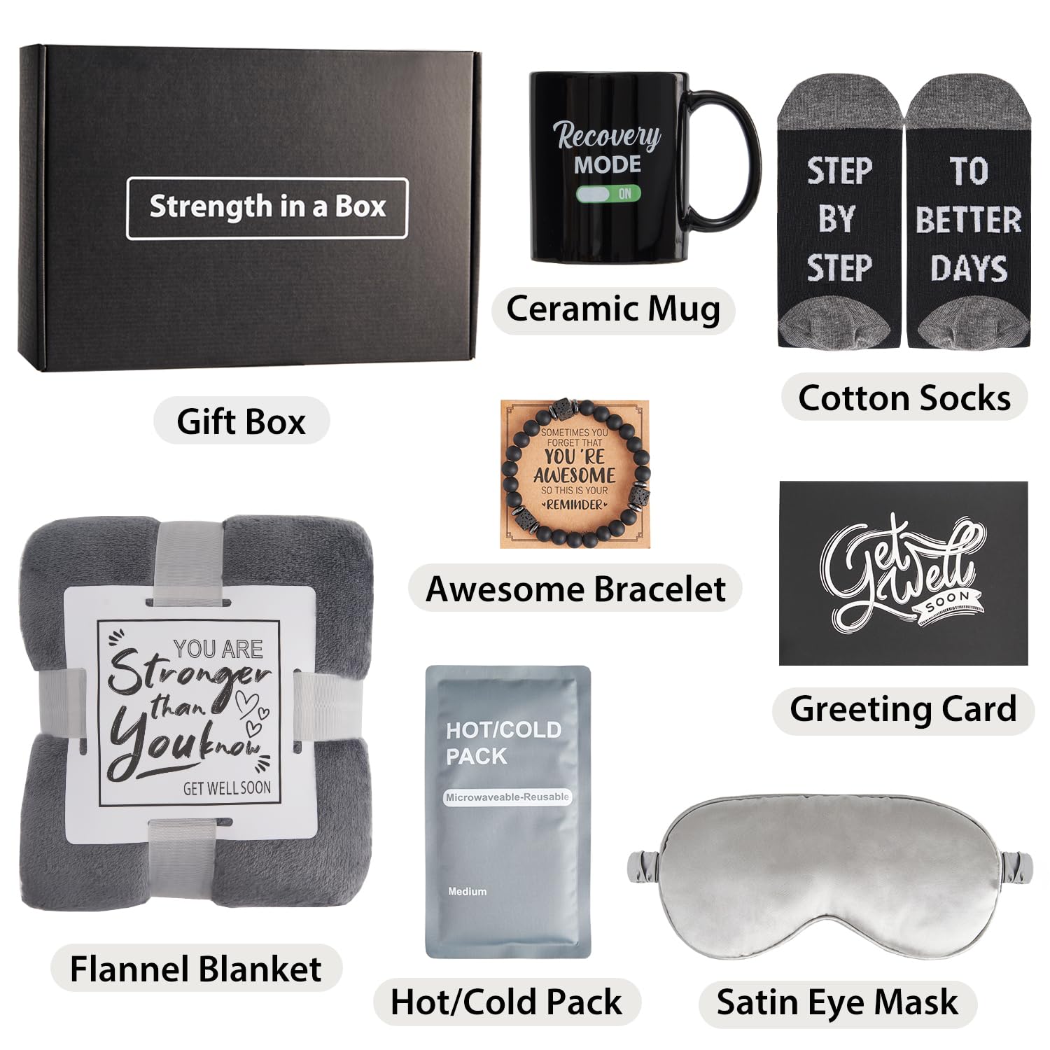 Get Well Soon Gifts for Men - Care Package with Plush Blanket, Mug, Socks, and so on - Get Well Basket for Men Dad Friend After Surgery
