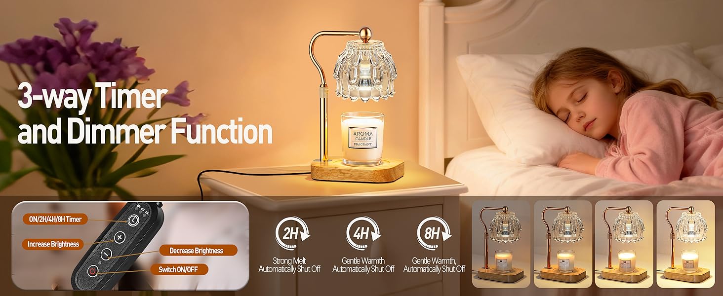 Candle Warmer Lamp with Timer Dimmer - Christmas Birthday Gift for Women Mom, Electric Wax Melter Warmer Adjustable Height for Jar Candles Housing Warming Home Decor