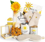 Birthday Gifts for Women, Sending Sunshine Christmas Gifts, Get Well Soon Gifts Basket Care Package Unique Spa Gifts Box with Wine Glasses for Thinking of You Her Sister Best Friend