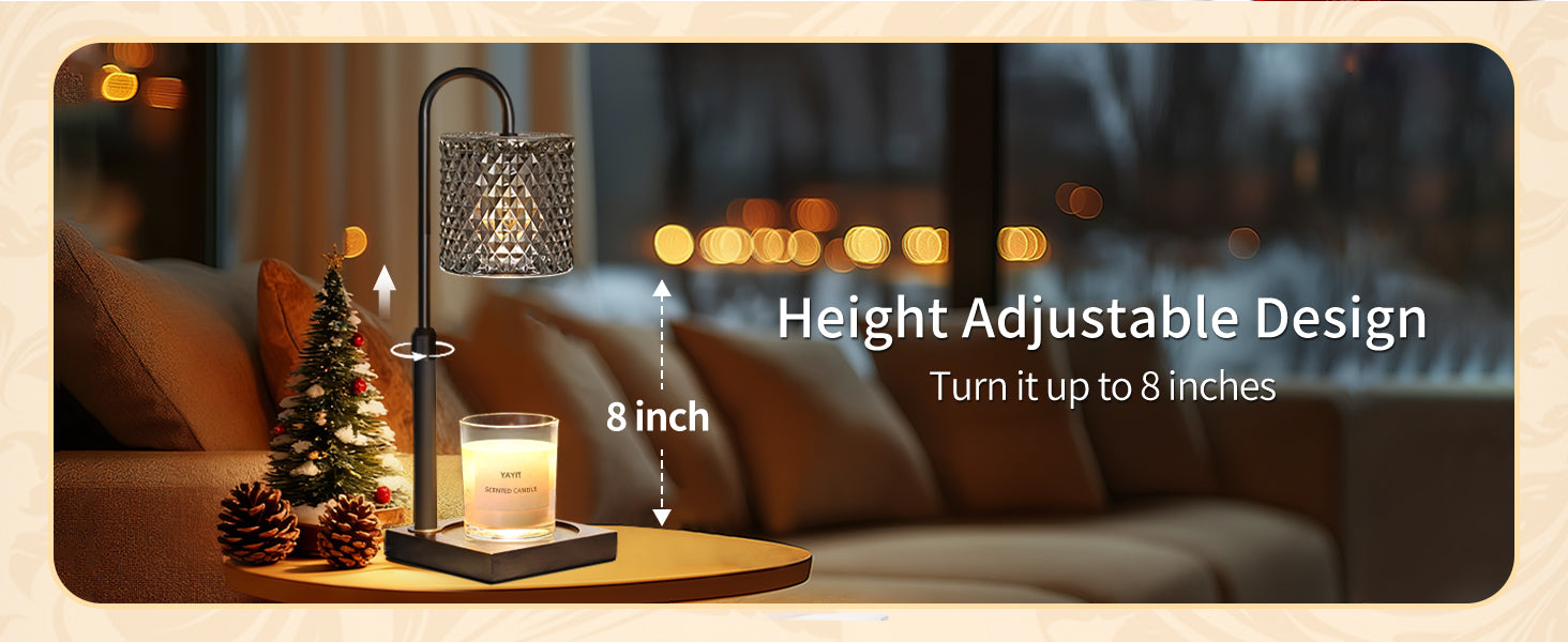 Candle Warmer Lamp with Timer Dimmer Adjustable Height, Candle Warmer with 2 Bulbs for Jar Candles, Home Decor, Women Brithday