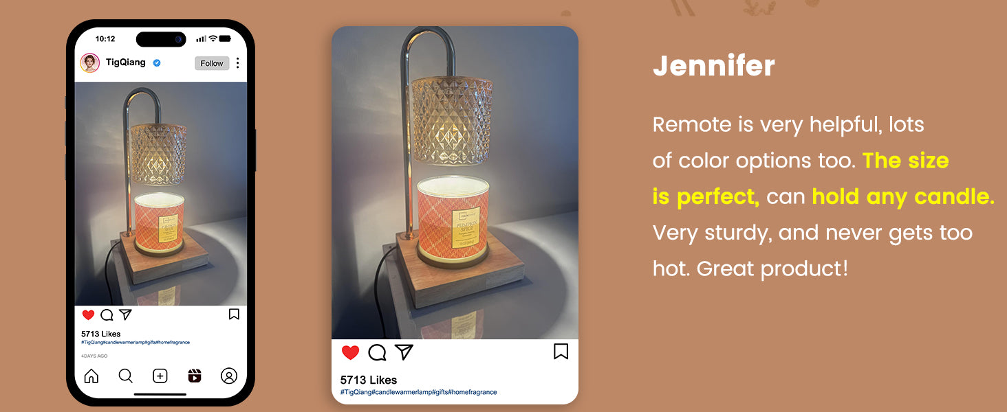 Candle Warmer Lamp with Timer Dimmer, Birthday Gifts for Women Mom, House Warming Gifts, Elegant New Home Decor, Wax Warmer for Jar Candles, Heater Lamp for Scented Wax, Amber Glass