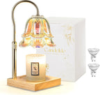 Candle Warmer Lamp with Timer: Flower Candle Warmer with 2 Bulbs Green Height Adjustable Candle Warming Lamps Home Bedroom Decor Birthday Gift for Women