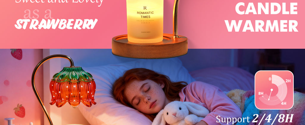 Strawberry Candle Warmer Lamp, Cute Candle Lamp with Timer & Dimmable, Birthday Christmas Gifts for Women Mom, House Warming Gift New Home, Lotus Wax Melt Warmer for Yankee Village Candles