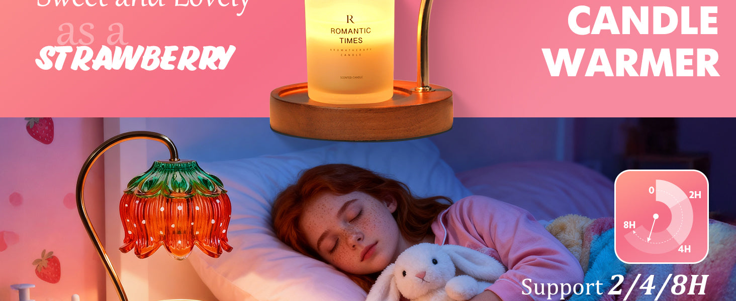 Strawberry Candle Warmer Lamp, Cute Candle Lamp with Timer & Dimmable, Birthday Christmas Gifts for Women Mom, House Warming Gift New Home, Lotus Wax Melt Warmer for Yankee Village Candles