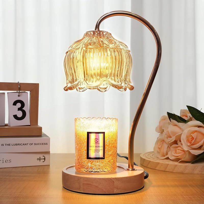 Flower Candle Warmer Lamp with Timer & Dimmer - Fits All Jar Scented Candles - Christmas & Mother's Day Gift for Women，Mom，Her