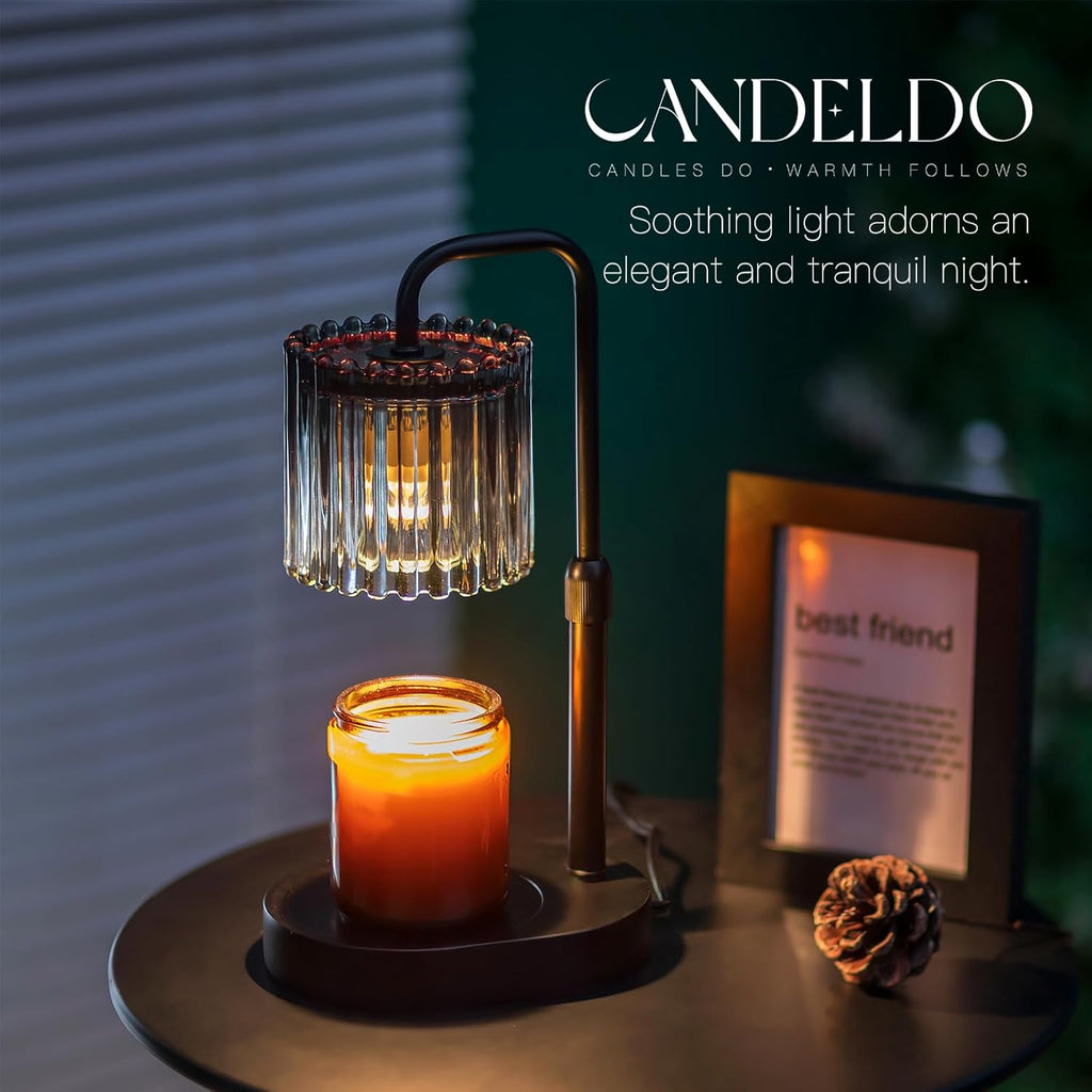 Candle Warmer Lamp with Timer: Black Candle Warming Lamp Height Adjustable Wax Melt Warmer Dimmable Modern Farmhouse New Home Bedroom Decor Christmas Housewarming Gift for Women