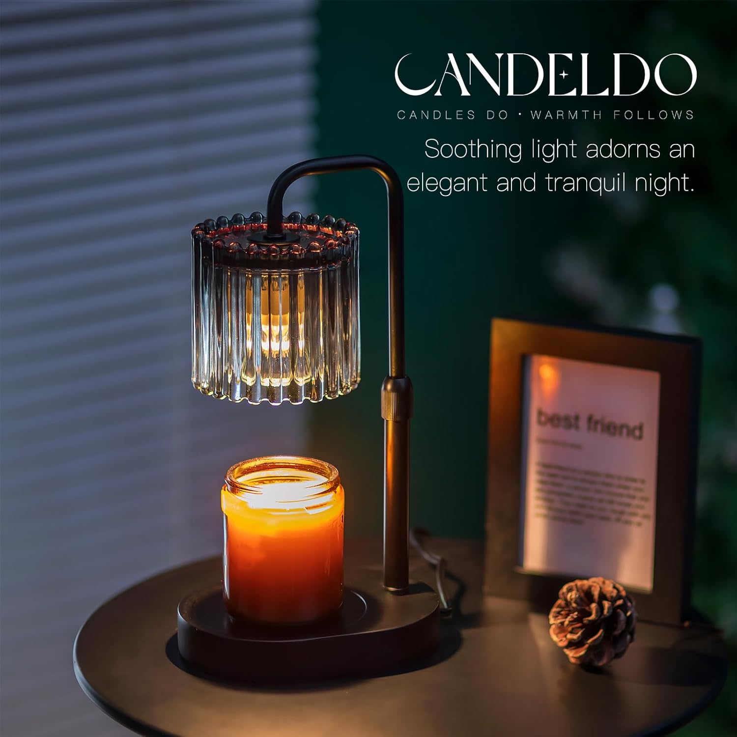 Candle Warmer Lamp with Timer: Black Candle Warming Lamp Height Adjustable Wax Melt Warmer Dimmable Modern Farmhouse New Home Bedroom Decor Christmas Housewarming Gift for Women