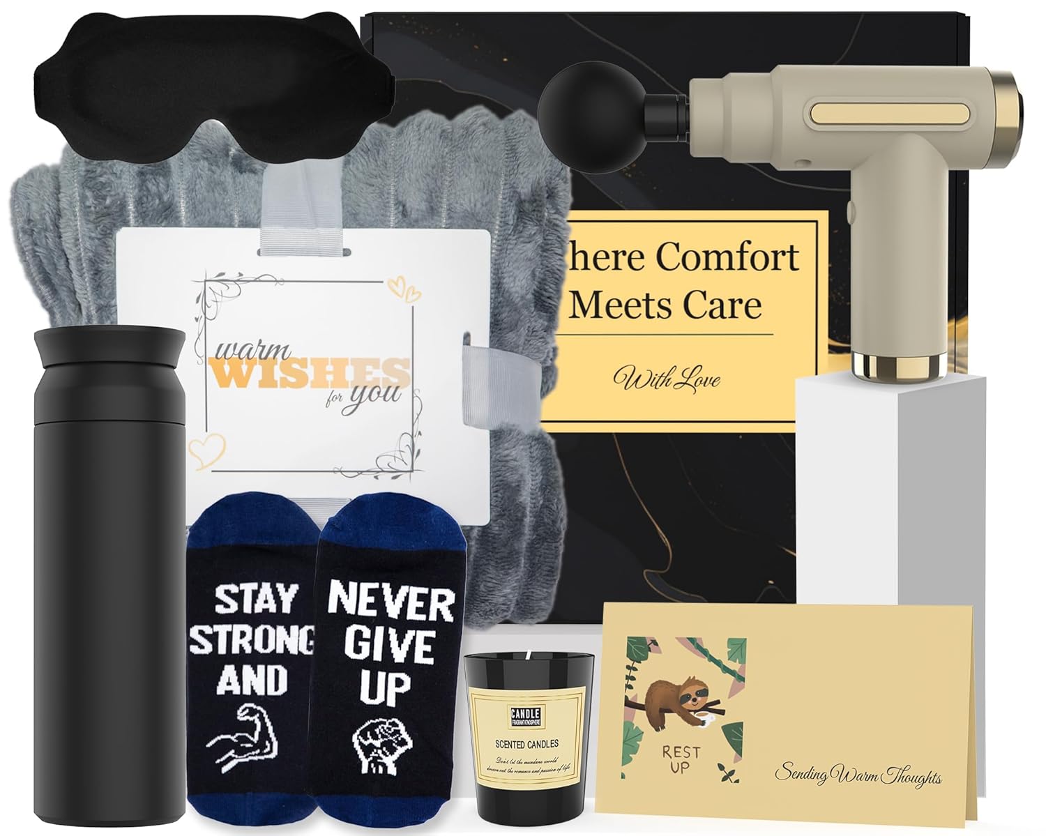 Get Well Soon Gifts for Men, Get Well Soon Gift Basket Men, Care Package for Man with Massage Gun, After Surgery, Cancer Gifts, Sympathy Gift Basket, Feel Better, Sick Friend, Recovery, Dad, Husband