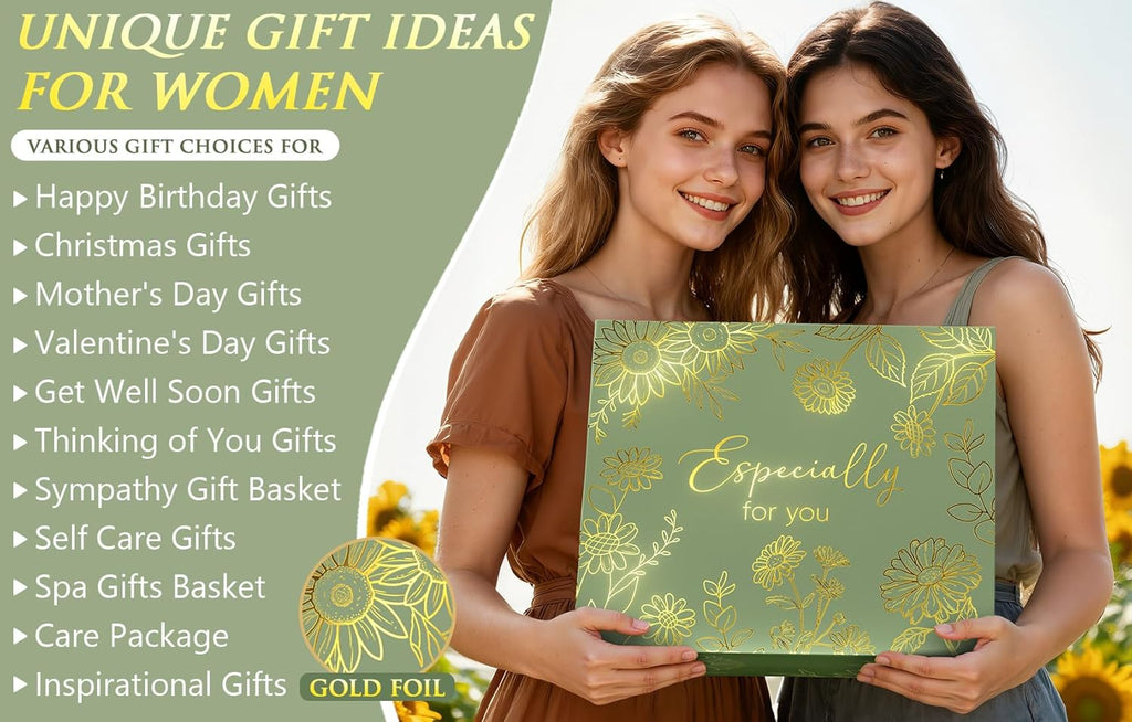 Birthday Gifts for Women Self Care Get Well Soon Gift Baskets, Spa Care Package Thinking of You Gift Set, Sympathy Inspirational Christmas Sunflower Gifts for Women Mom Her Best Friends Sister Wife