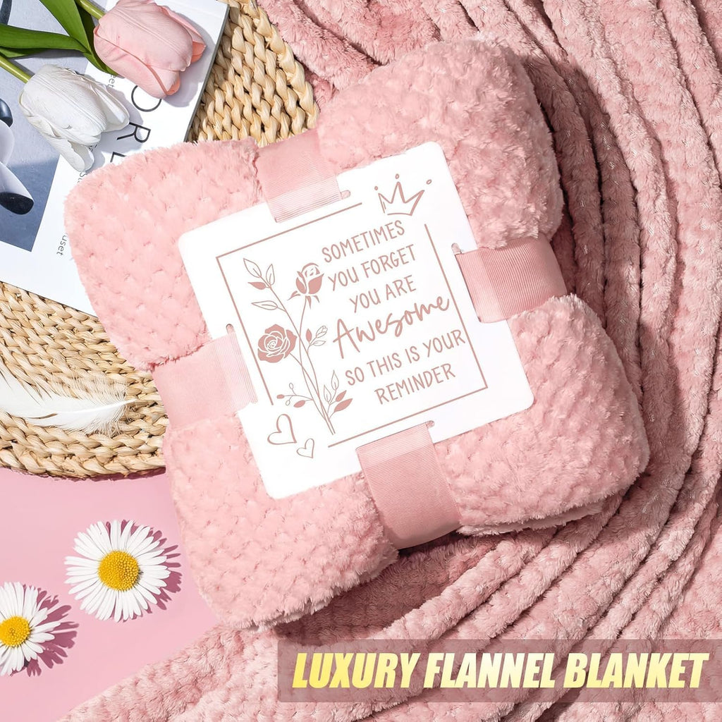 Birthday Gifts for Women Self Care Get Well Soon Gifts, Rose Relaxing Spa Gifts Box Care Package Basket w/ Luxury Flannel Blanket 40 oz Tumbler, Christmas Gifts Set for Mom Her Wife Girlfriend Sister