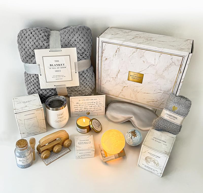 Birthday Gifts for Women,Gift Basket for Women with Moon Lamp,11PC Self Care Gifts,Get Well Soon After Surgery,Relaxing Spa Gifts,Surgery Recovery,Sympathy,Condolences Basket for Loss for mum friend