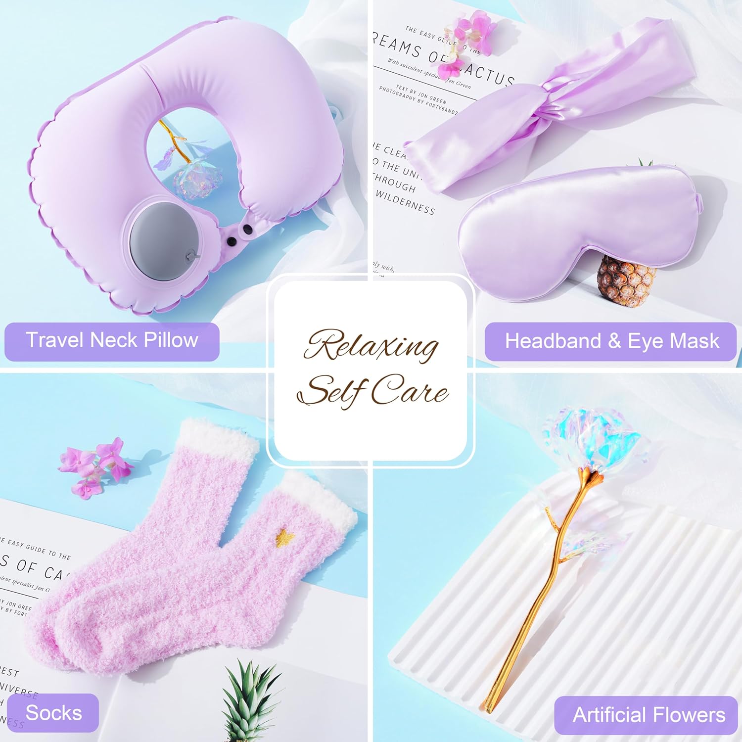 LUCOTIYA Birthday Gifts for Women, Self Care Gifts for Women Get Well Soon Care Package, Lavender Relaxing Spa Gift Basket, Unique for Mom, Friends, Sister, Grandma