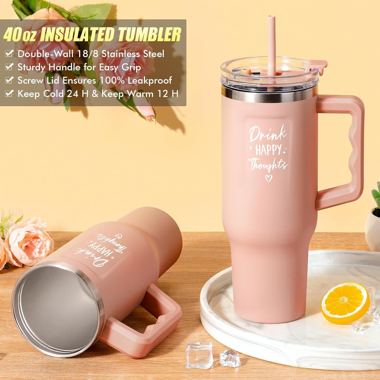 Birthday Gifts for Women Self Care Get Well Soon Gifts, Rose Relaxing Spa Gifts Box Care Package Basket w/ Luxury Flannel Blanket 40 oz Tumbler, Christmas Gifts Set for Mom Her Wife Girlfriend Sister