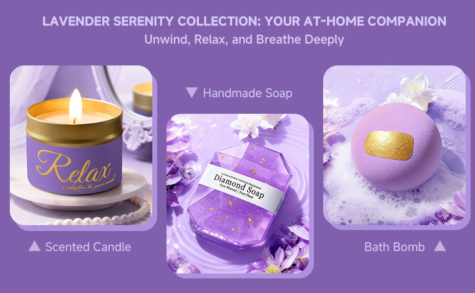 Christmas Gifts for Women, Self Care Get Well Soon Gifts, Lavender Relaxing Spa Gift Basket Care Package w/Blanket, Mothers Day Valentines Birthday Gifts for Mom Grandma Wife Girlfriend Sister Friends