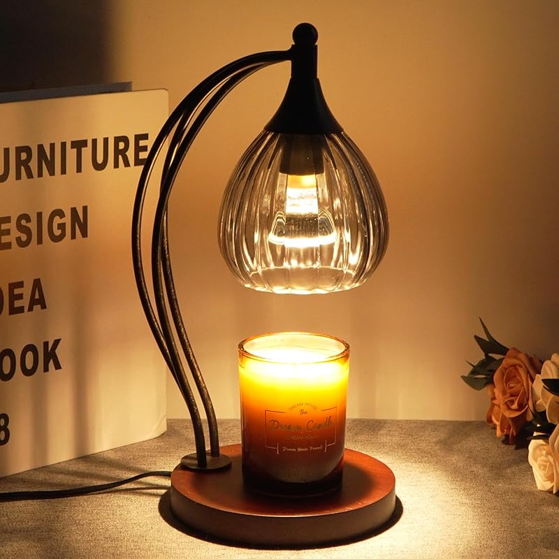 Candle Warmer Lamp with Timer Dimmer - Candle Light Warmer for Jar Candles with 2 Bulbs - Electric Candle Lamp Wax Warmer for Scented Wax Housewarming Gifts New Home Decor for Women Purple Black