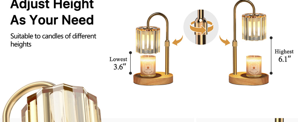 Lukasa Candle Warmer Lamp, with Timer Dimmer Adjustable Height, Birthday Gifts for Women Men, Mother's Day Gifts for Mom, Wax Melt Warmer for Home Decor Room Decor, Thanksgiving Gifts Christmas