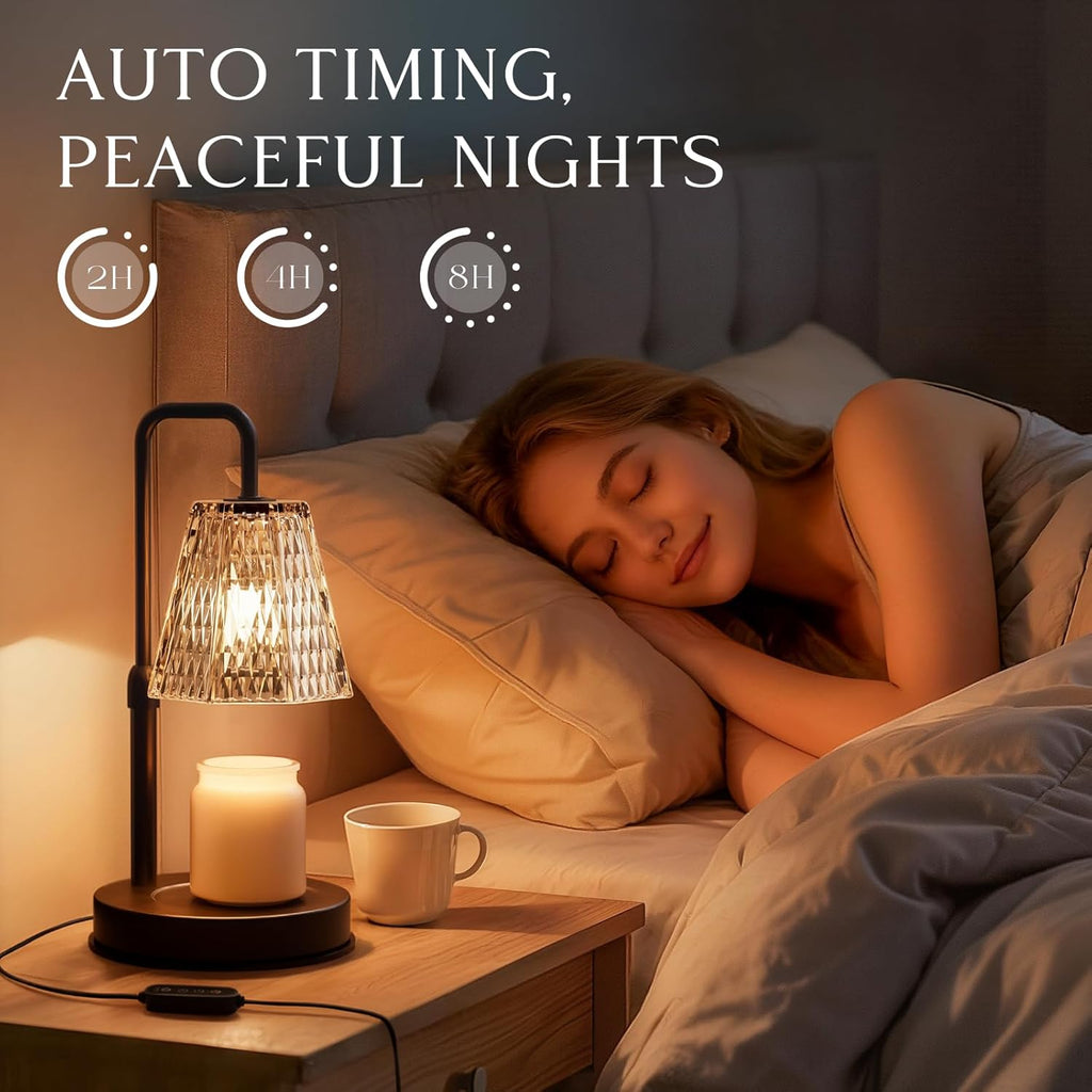 Candle Warmer Lamp with Timer – Dimmable Wax Warmer for Room Decor, Height Adjustable Candle Lamp for Mom Christmas Gifts, Birthday Gifts for Women, House Warming Gifts for New Home Decor with 2 Bulbs