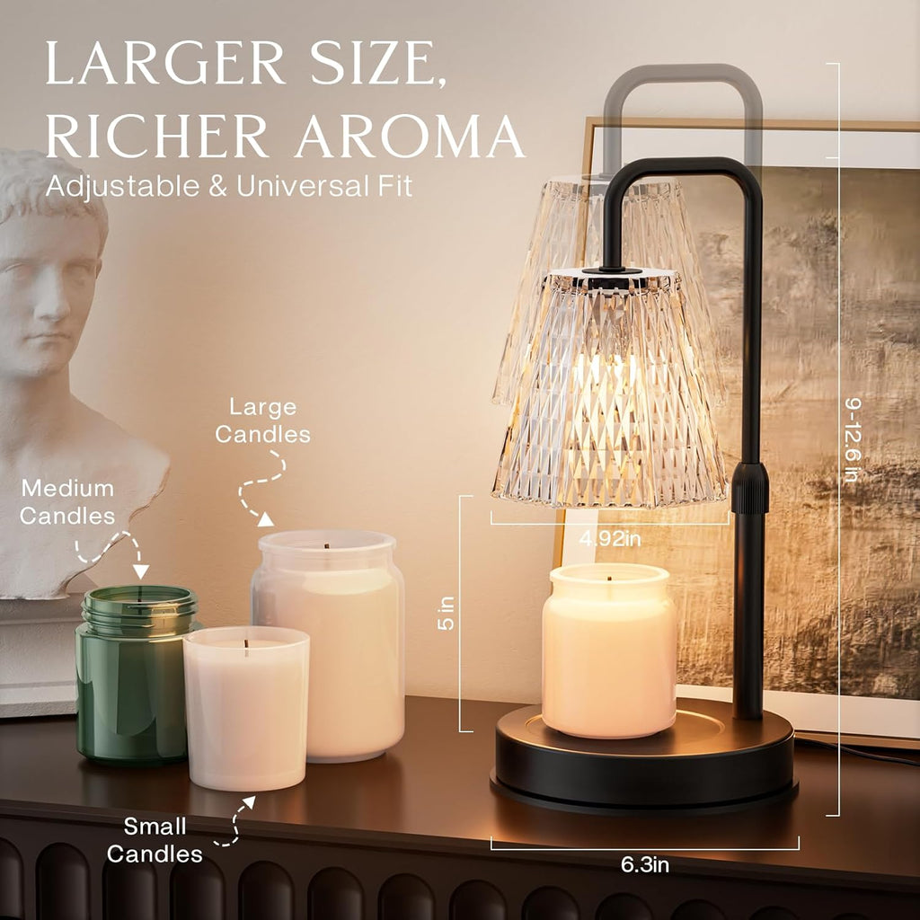 Candle Warmer Lamp with Timer – Dimmable Wax Warmer for Room Decor, Height Adjustable Candle Lamp for Mom Christmas Gifts, Birthday Gifts for Women, House Warming Gifts for New Home Decor with 2 Bulbs