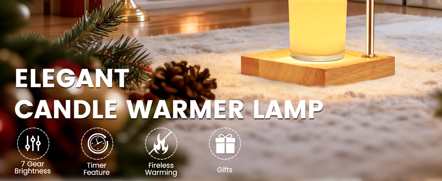 Candle Warmer Lamp with Timer Dimmer, Birthday Gifts for Women Mom, House Warming Gifts, Elegant New Home Decor, Wax Warmer for Jar Candles, Heater Lamp for Scented Wax, Amber Glass