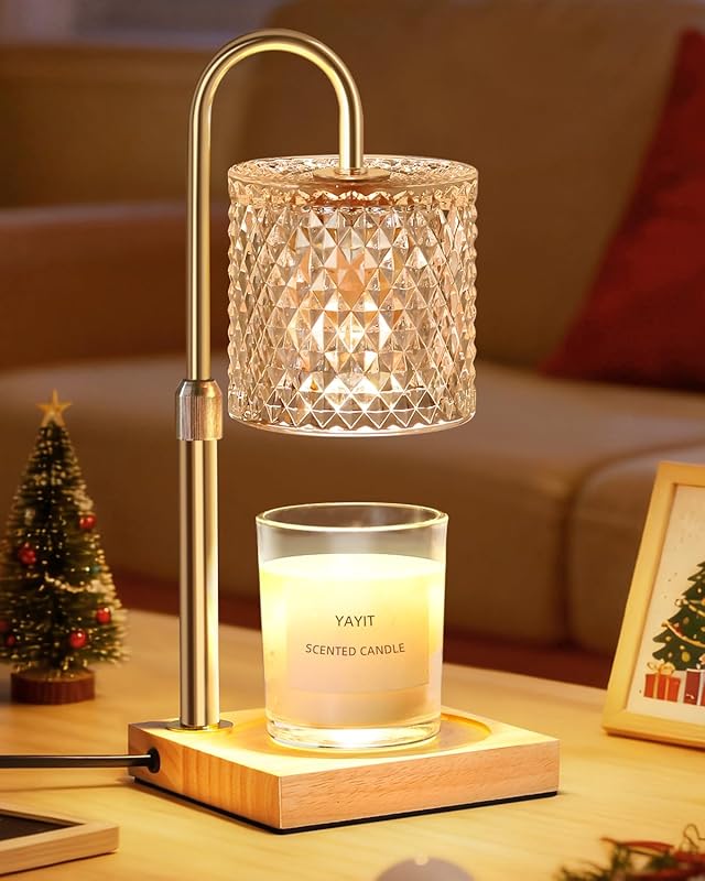 Candle Warmer Lamp with Timer Dimmer Adjustable Height, Candle Warmer with 2 Bulbs for Jar Candles, Home Decor, Women Brithday