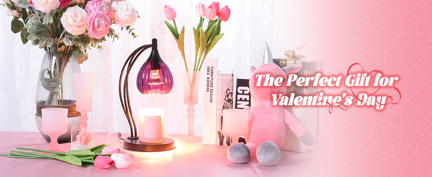 Candle Warmer Lamp with Timer Dimmer - Candle Light Warmer for Jar Candles with 2 Bulbs - Electric Candle Lamp Wax Warmer for Scented Wax Housewarming Gifts New Home Decor for Women Purple Black