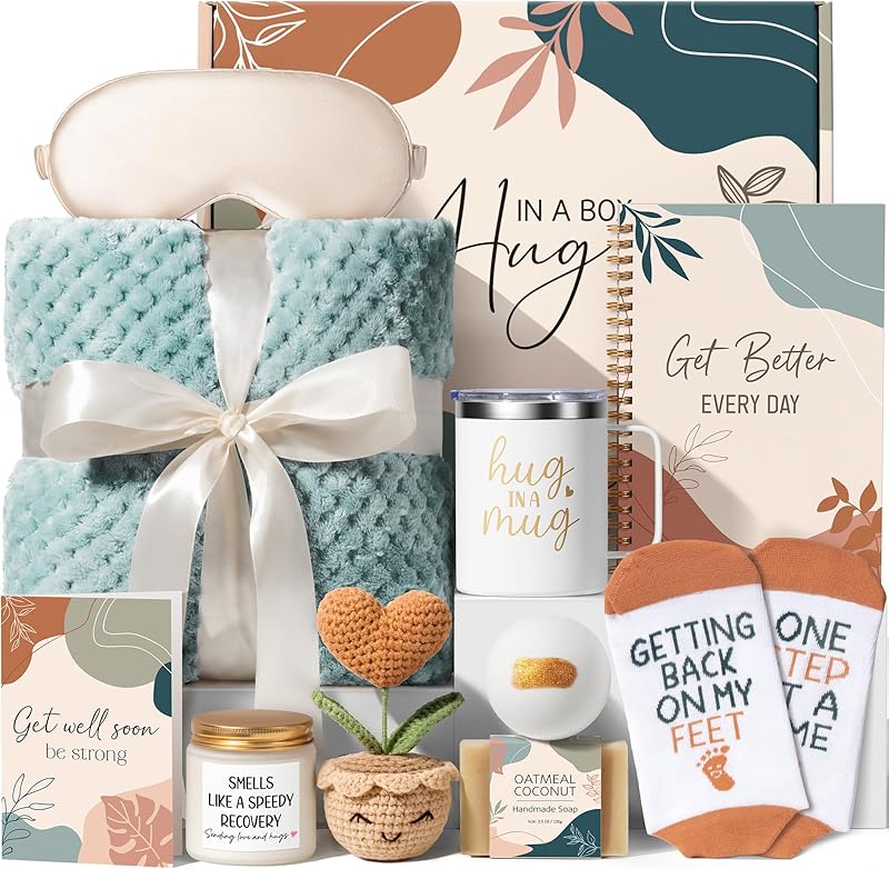 Get Well Gifts for Women After Surgery Recovery, Get Well Soon Gift Baskets for Women Chemo Care Package, Thinking of You Cancer Care Gifts for Sick Friends, Feel Better Encouragement Comfort Gift Box