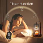 Candle Warmer Lamp with Timer: Black Candle Warming Lamp Height Adjustable Wax Melt Warmer Dimmable Modern Farmhouse New Home Bedroom Decor Christmas Housewarming Gift for Women