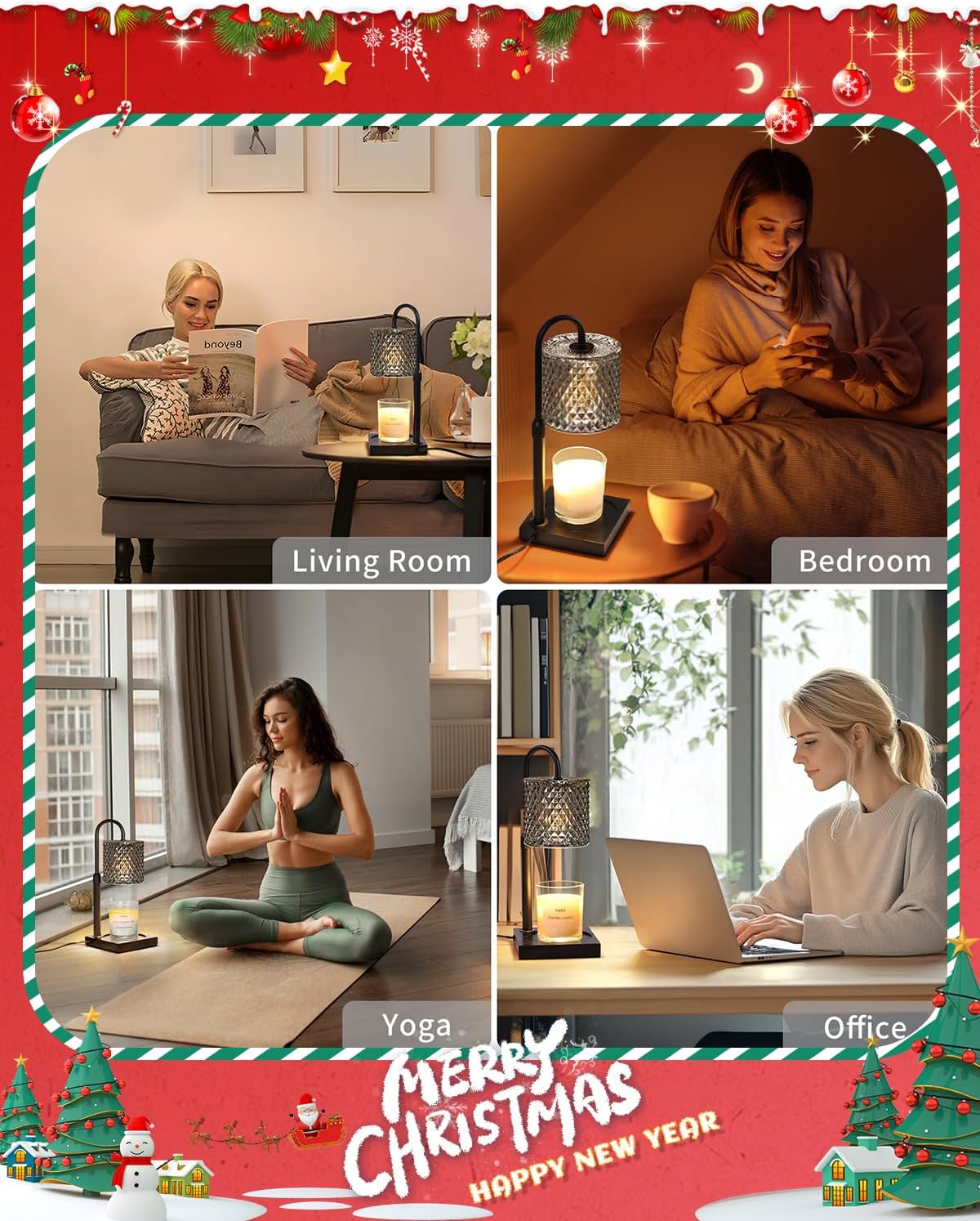 Candle Warmer Lamp with Timer Dimmer Adjustable Height, Candle Warmer with 2 Bulbs for Jar Candles, Home Decor, Women Brithday