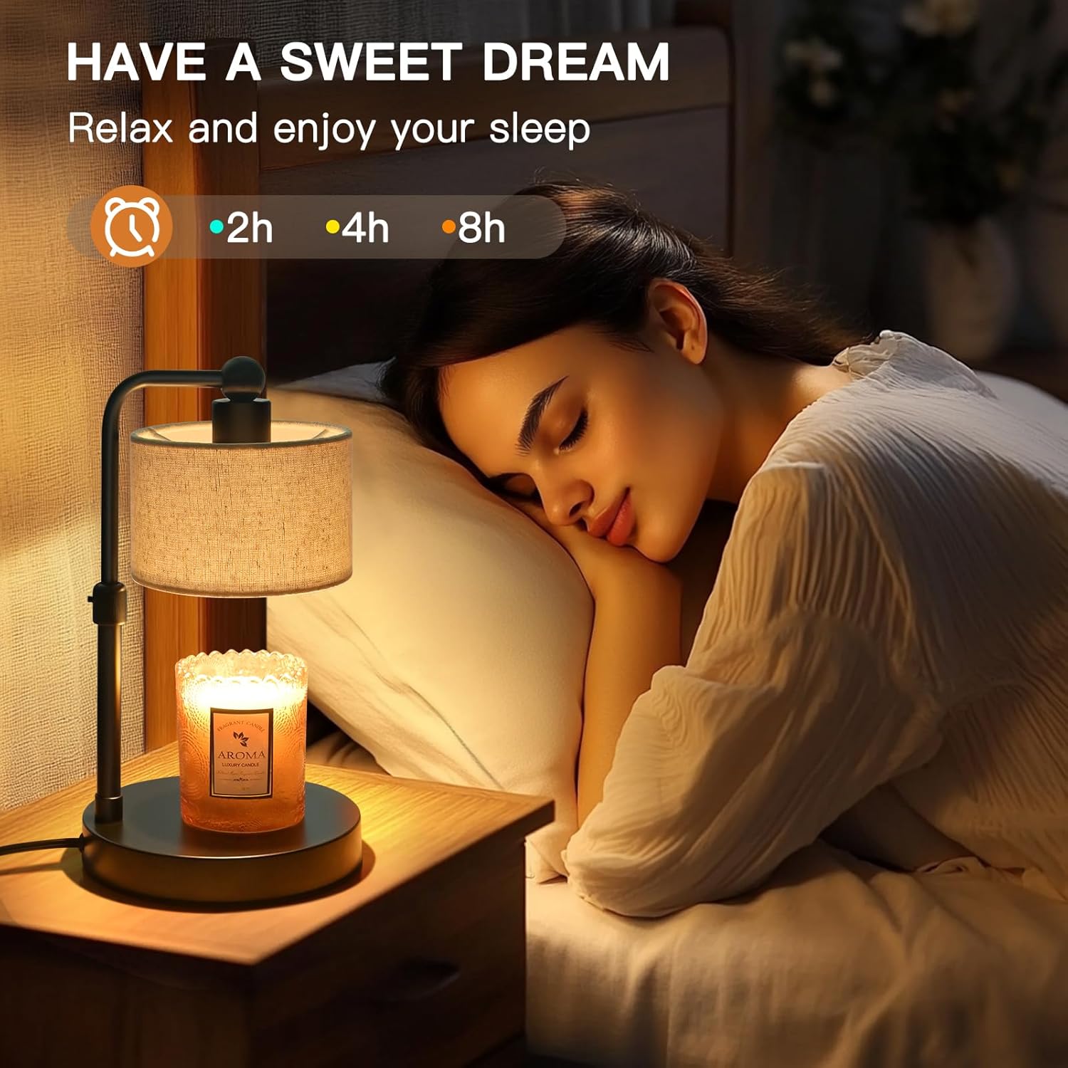 Candle Warmer Lamp with Timer, Height Adjustable Electric Candle Warmer Lamp with 2 Bulbs, House Warming Gifts, Vintage Bedroom Decor Compatible with Various Candles, Chritstmas Gifts Birthday Gifts