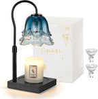 Candle Warmer Lamp with Timer: Flower Candle Warmer with 2 Bulbs Green Height Adjustable Candle Warming Lamps Home Bedroom Decor Birthday Gift for Women
