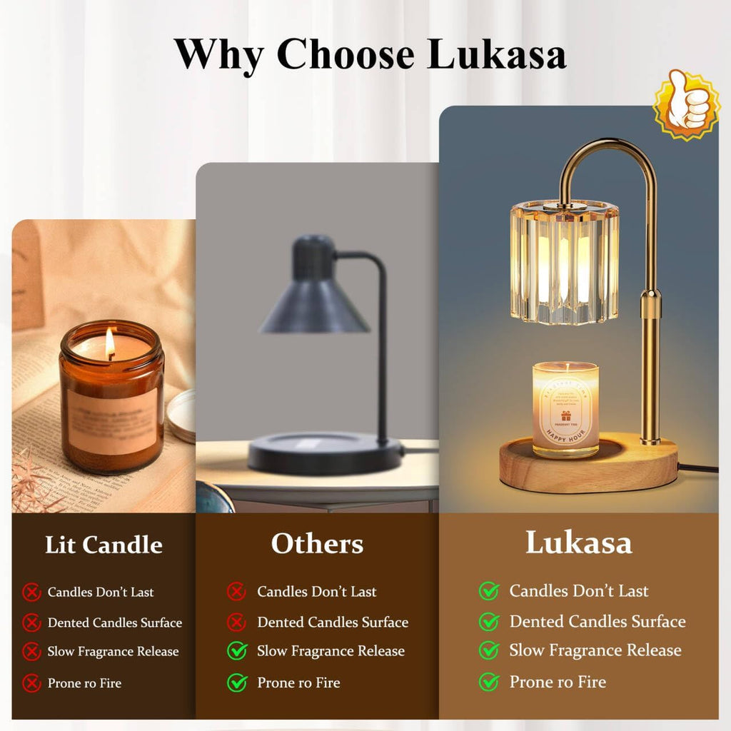 Lukasa Candle Warmer Lamp, with Timer Dimmer Adjustable Height, Birthday Gifts for Women Men, Mother's Day Gifts for Mom, Wax Melt Warmer for Home Decor Room Decor, Thanksgiving Gifts Christmas