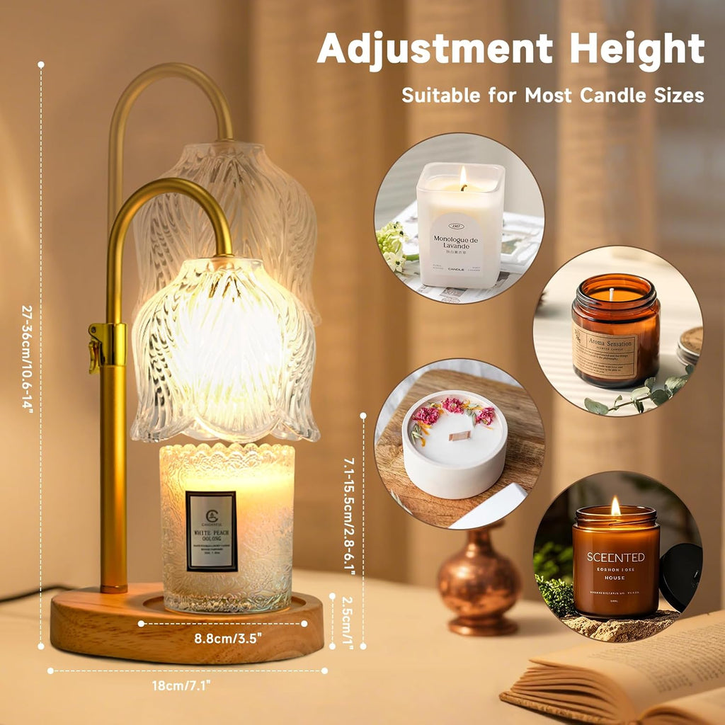 Candle Warmer Lamp with Timer, Birthday Gifts for Women Mom, Height Adjustable Wax Melts Warmer, White Elephant Gifts, Dimmable Candle Warmer for Jar Candles with 2 Bulbs