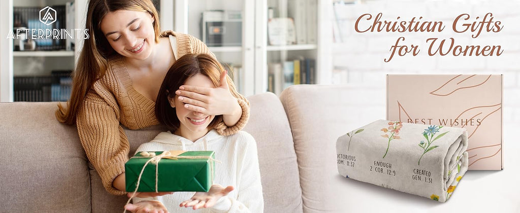 Afterprints Christian Gifts for Women, Christian Blanket with Flowers, Birthday Gifts for Women, Inspirational, Religious Gifts for Sister, Friend, Daughter, Mom, Soft Throw Blankets 50'' x 60''