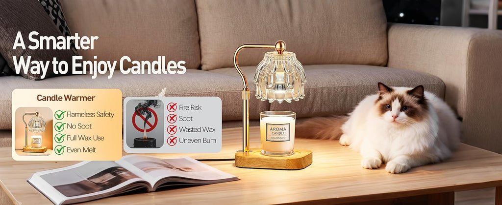 Candle Warmer Lamp with Timer Dimmer - Christmas Birthday Gift for Women Mom, Electric Wax Melter Warmer Adjustable Height for Jar Candles Housing Warming Home Decor