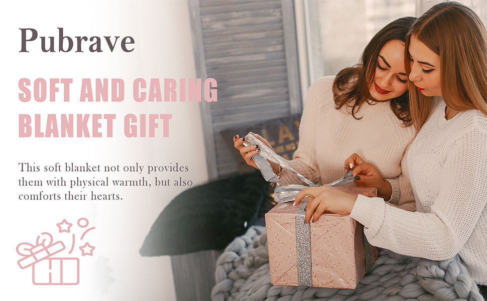 Pubrave Get Well Gifts for Women/Men, Inspirational Gifts for Women/Men, Sympathy Gift, Thinking of You Gifts, Birthday Gifts for Woman, Feel Better Gifts, Healing Blanket Grey 60x50in