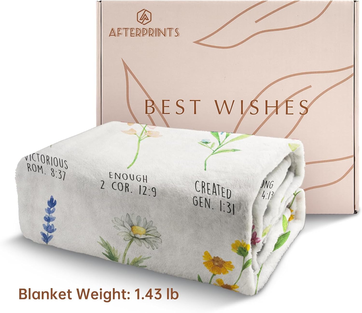 Afterprints Christian Gifts for Women, Christian Blanket with Flowers, Birthday Gifts for Women, Inspirational, Religious Gifts for Sister, Friend, Daughter, Mom, Soft Throw Blankets 50'' x 60''