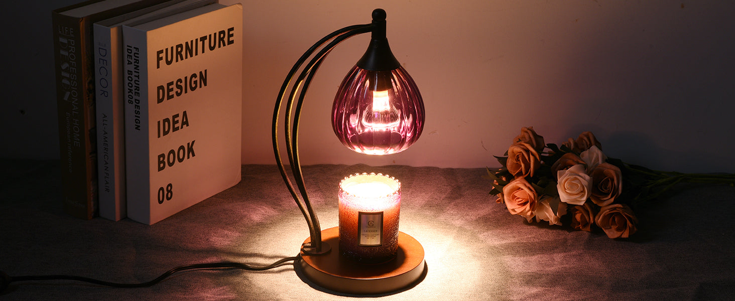 Candle Warmer Lamp with Timer Dimmer - Candle Light Warmer for Jar Candles with 2 Bulbs - Electric Candle Lamp Wax Warmer for Scented Wax Housewarming Gifts New Home Decor for Women Purple Black
