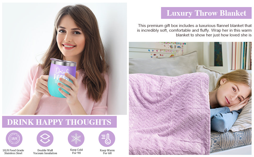 LUCOTIYA Birthday Gifts for Women, Self Care Gifts for Women Get Well Soon Care Package, Lavender Relaxing Spa Gift Basket, Unique for Mom, Friends, Sister, Grandma