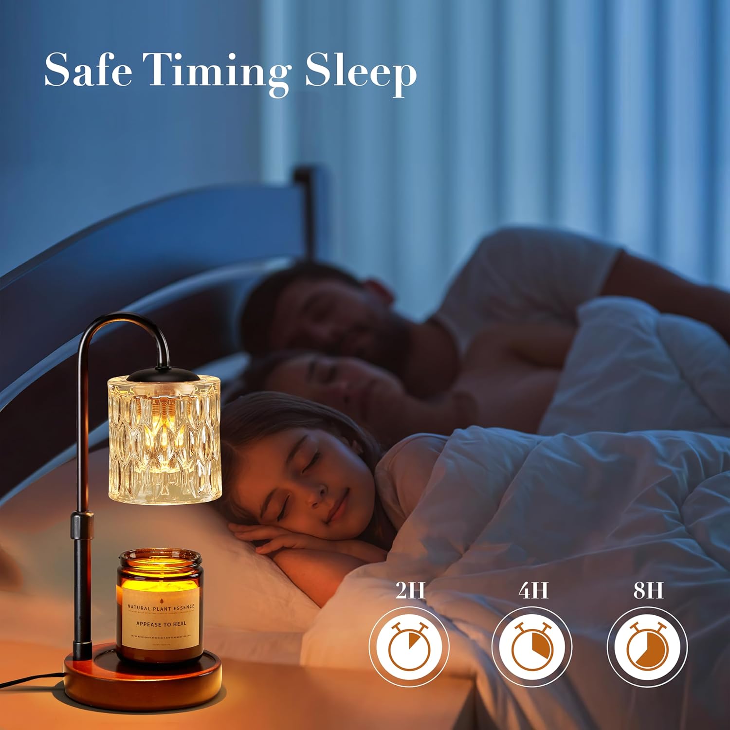 Briever Dimmable Candle Warmer Lamp with Timer, Height Adjustable Electric Candle Wax Warmer, Christmas Birthday Gifts for Women Mom, House Warming Gifts New Home Room Decor, Walnut Solid Wood Base