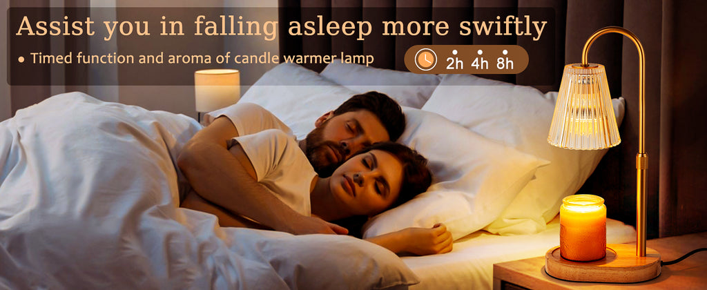 Candle Warmer Lamp with Timer: Electric Candles Wax Warmers Glass Lamps for Jar Candles Burner Adjustable Height and Dimmable Light Modern No Flame Scented Candle Warming Lantern, Amber