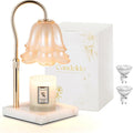 Candle Warmer Lamp with Timer: Flower Candle Warmer with 2 Bulbs Green Height Adjustable Candle Warming Lamps Home Bedroom Decor Birthday Gift for Women
