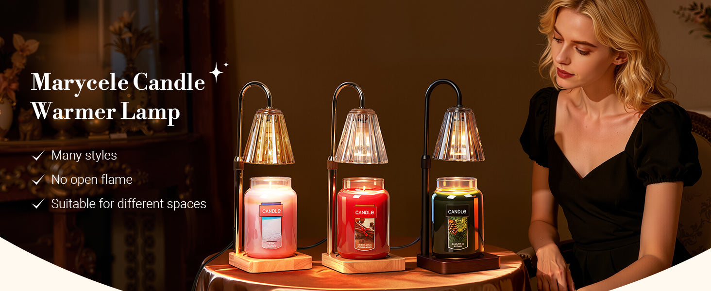 Marycele Candle Warmer Lamp for Yankee Candles, Christmas Birthday Gifts for Mom Women Sister Her, House Warming Gifts, Thanksgiving Decorations for Office Room Home Decor, Clear Wax Warmer with Timer