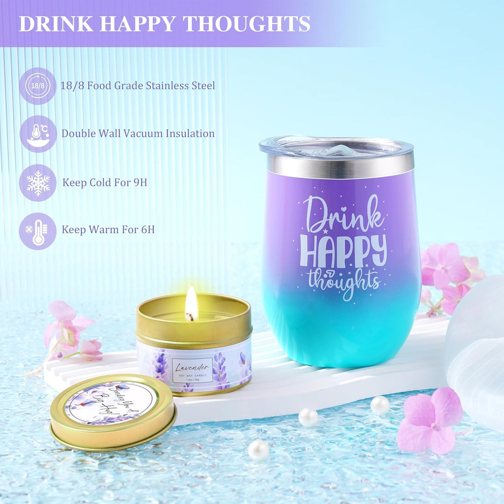 LUCOTIYA Birthday Gifts for Women, Self Care Gifts for Women Get Well Soon Care Package, Lavender Relaxing Spa Gift Basket, Unique for Mom, Friends, Sister, Grandma
