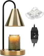 Candle Warmer Lamp,Electric Candle Warmer with Dimmable Light,Scented Wax Melter,No Smoke,Compatible with Various Jar,with 2 Light Bulbs,Home Decor-Black