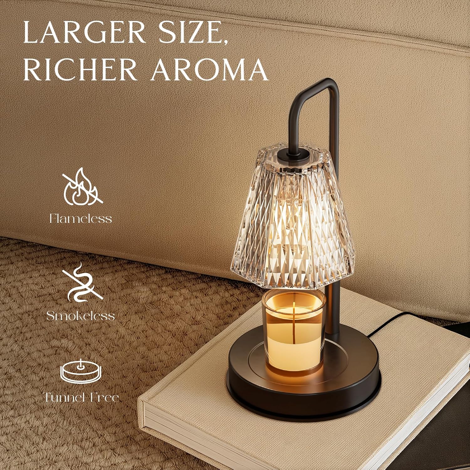 Candle Warmer Lamp with Timer – Dimmable Wax Warmer for Room Decor, Height Adjustable Candle Lamp for Mom Christmas Gifts, Birthday Gifts for Women, House Warming Gifts for New Home Decor with 2 Bulbs