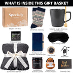 Get Well Soon Gift Baskets for Men, Christmas Birthday Gifts Basket for Man, Self Care Package with Plush Blanket Mug Socks, Thinking Of You/After Surgery/Sympathy Gift for Men Dad Brother Husband